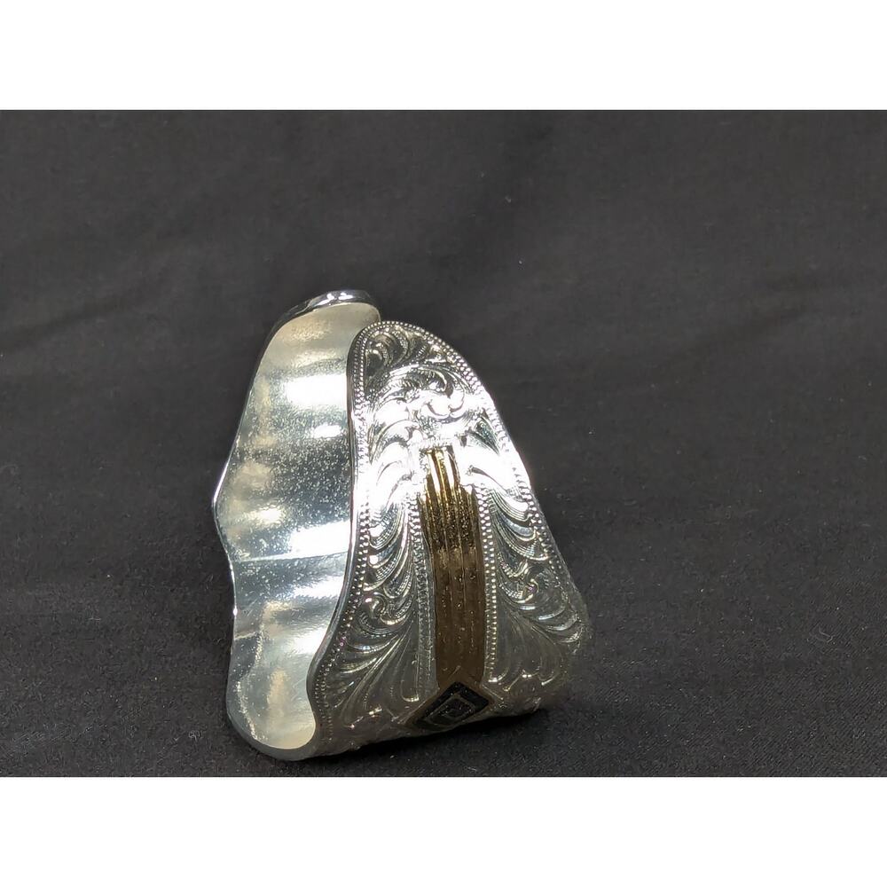 Montana Silversmiths Western Cuff Bracelet Silver Plated Scrollwork Geometric - Picture 7 of 12